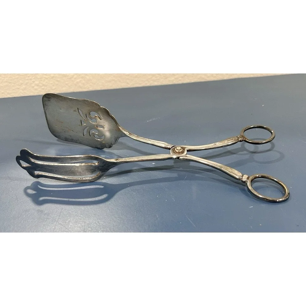SHEFIELD England SCISSOR‎ SALAD TONGS / Pastry Server - EPNS